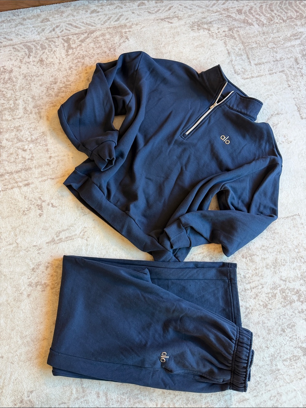 ALO Navy Half-Zip Pullover & Sweat Set